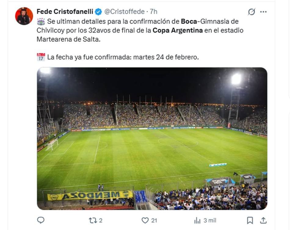 Boca vuelve a Salta para jugar por Copa Argentina con Gimnasia de Chivilcoy