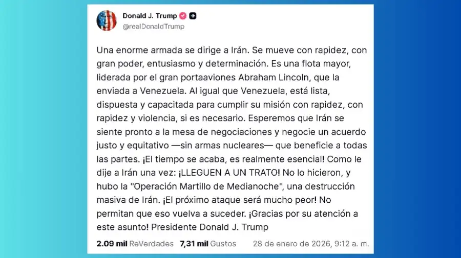 Donald Trump amenaza a Irán con un ataque militar